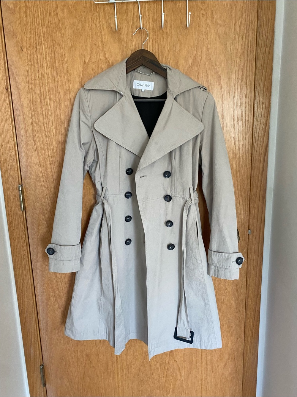 Calvin Klein Beige Double-Breasted Trench Coat